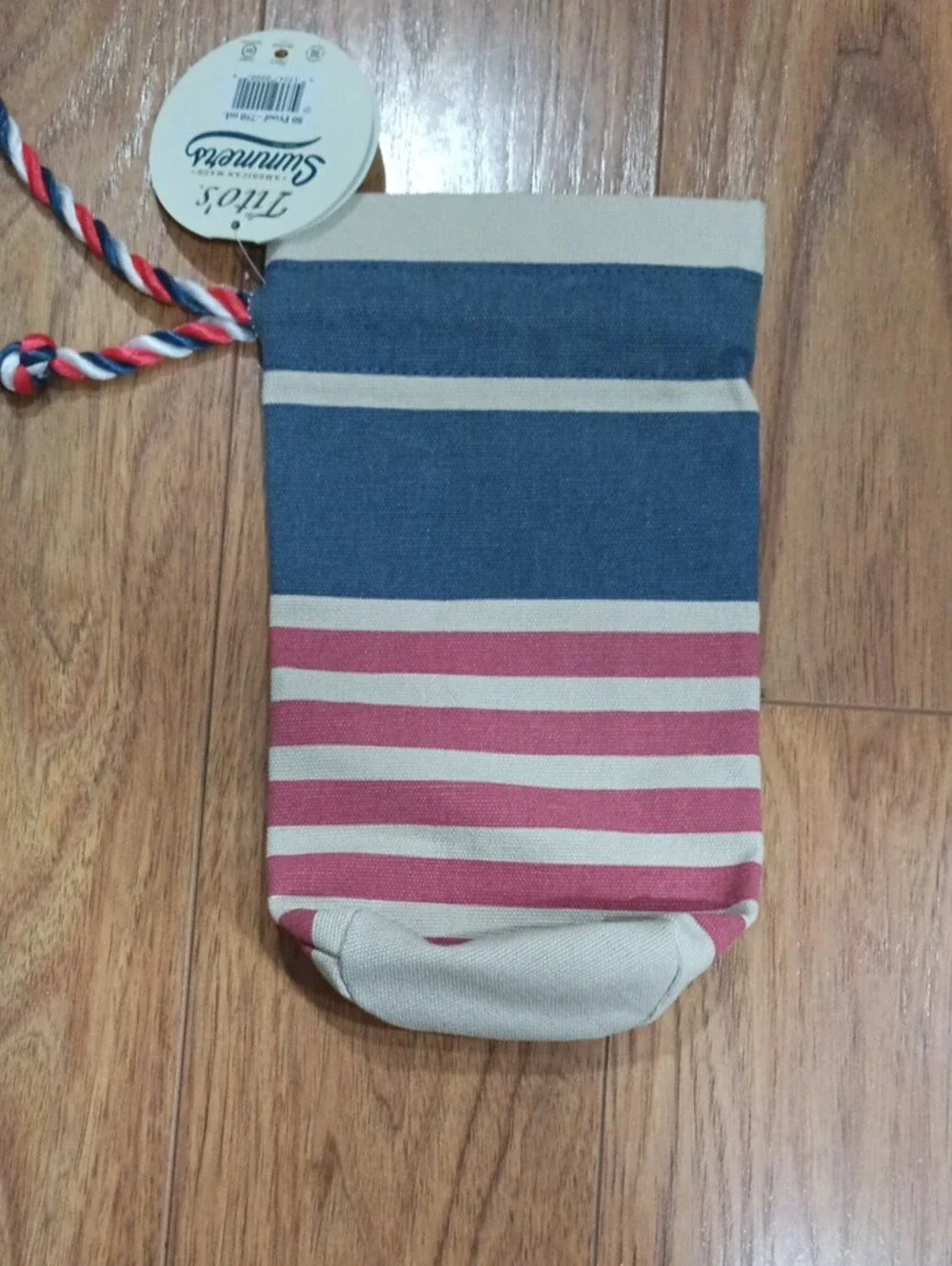 Tito's Handmade Vodka Bottle Bag/Pouch - Navy, Red, Cream